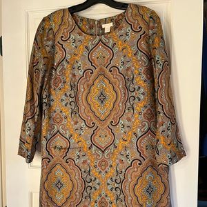 Vintage J. Crew silk shift dress with front pockets.